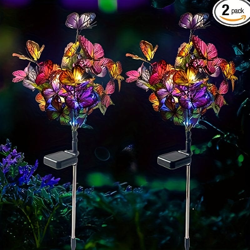 Planet Gates Solar Branch Butterfly Light 2pack Solar Swing Wind Butterfly Lights, Waterproof Decorative Garden Lights, With Color Changing Butterfly Design, Outdoor Solar Powered LED Lights For Patio, Yard And Pathway