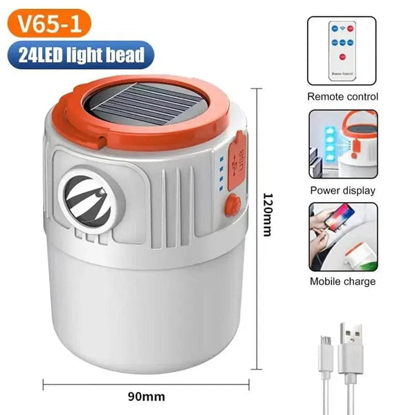 Planet Gates Solar Camping Light Power Bank LED Camping Lanterns 6 Gears Remote Control Waterproof Outdoor Tent Light Rechargeable Flashlight