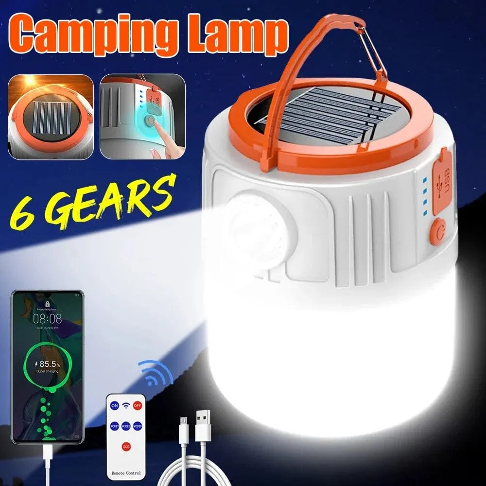 Planet Gates Solar Camping Light Power Bank LED Camping Lanterns 6 Gears Remote Control Waterproof Outdoor Tent Light Rechargeable Flashlight