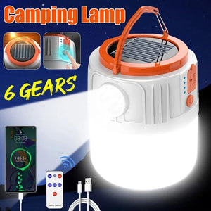 Planet Gates Solar Camping Light Power Bank LED Camping Lanterns 6 Gears Remote Control Waterproof Outdoor Tent Light Rechargeable Flashlight