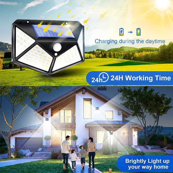 Planet Gates Solar Outdoor Lights, 270o Light Range Wall Lights Solar Powered Lights Wireless Waterproof With 3 Modes For Garden Outside