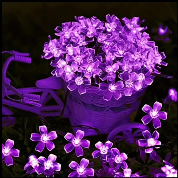 Planet Gates Solar Purple Cherry Blossom String Lights, 8 Function, Courtyard Balcony Outdoor Camping Decoration Light String, Holiday LED Atmosphere Light, 1 String Of 5 Meter 20 Lights Or 6.5 Meter 30 Lights