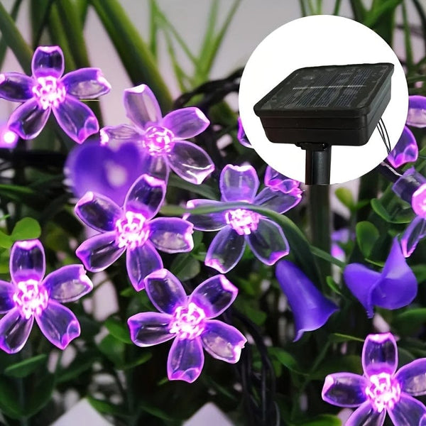 Planet Gates Solar Purple Cherry Blossom String Lights, 8 Function, Courtyard Balcony Outdoor Camping Decoration Light String, Holiday LED Atmosphere Light, 1 String Of 5 Meter 20 Lights Or 6.5 Meter 30 Lights