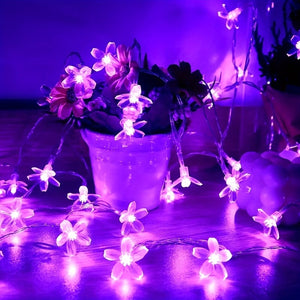 Planet Gates Solar Purple Cherry Blossom String Lights, 8 Function, Courtyard Balcony Outdoor Camping Decoration Light String, Holiday LED Atmosphere Light, 1 String Of 5 Meter 20 Lights Or 6.5 Meter 30 Lights