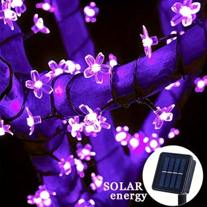 Planet Gates Solar Purple Cherry Blossom String Lights, 8 Function, Courtyard Balcony Outdoor Camping Decoration Light String, Holiday LED Atmosphere Light, 1 String Of 5 Meter 20 Lights Or 6.5 Meter 30 Lights