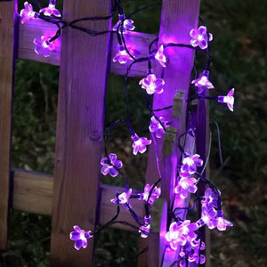 Planet Gates Solar Purple Cherry Blossom String Lights, 8 Function, Courtyard Balcony Outdoor Camping Decoration Light String, Holiday LED Atmosphere Light, 1 String Of 5 Meter 20 Lights Or 6.5 Meter 30 Lights