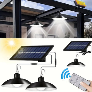 Planet Gates Solar Remote Control Lights, Solar Powered Indoor & Outdoor Pendant Lights With 3 Color, Waterproof Auto On/Off Solar Light For Room Patio Yard Garden