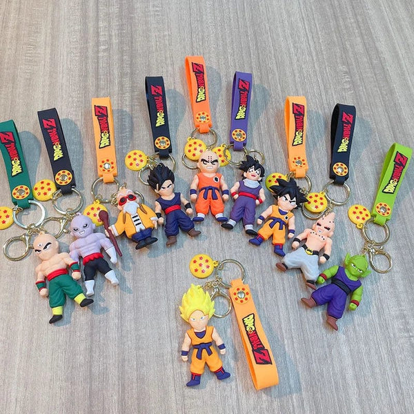 Planet Gates Son Gohan Anime Dragon Ball Keychain Fashion Jewelry Son Goku Vegeta Piccolo Action Figures 8CM PVC Key Ring for Men Women Bag Pendant