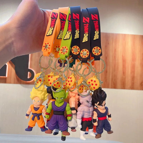 Planet Gates Son Gohan Anime Dragon Ball Keychain Fashion Jewelry Son Goku Vegeta Piccolo Action Figures 8CM PVC Key Ring for Men Women Bag Pendant