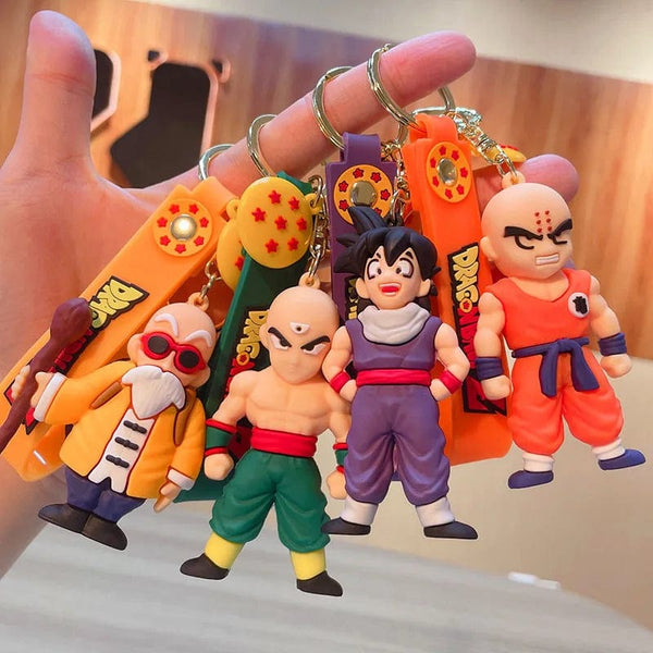 Planet Gates Son Gohan Anime Dragon Ball Keychain Fashion Jewelry Son Goku Vegeta Piccolo Action Figures 8CM PVC Key Ring for Men Women Bag Pendant