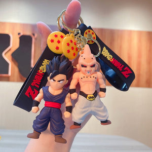 Planet Gates Son Gohan Anime Dragon Ball Keychain Fashion Jewelry Son Goku Vegeta Piccolo Action Figures 8CM PVC Key Ring for Men Women Bag Pendant