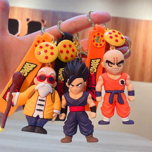 Planet Gates Son Gohan Anime Dragon Ball Keychain Fashion Jewelry Son Goku Vegeta Piccolo Action Figures 8CM PVC Key Ring for Men Women Bag Pendant