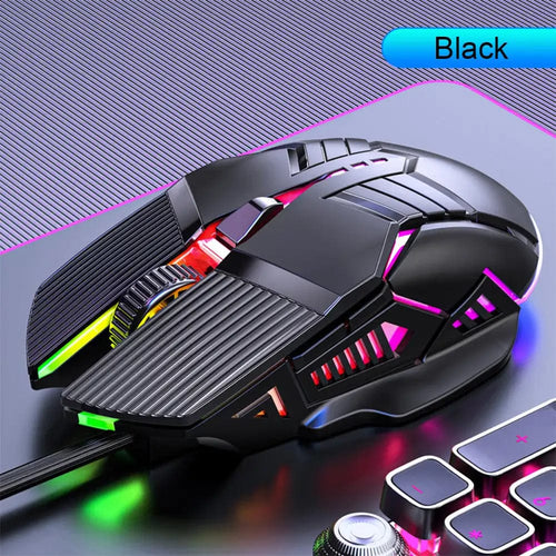 Planet Gates Sound-Black 3200DPI Ergonomic Wired Gaming Mouse USB Mouse Gaming RGB Mause Gamer Mouse 6 Button LED Silent Mice for PC Laptop Computer