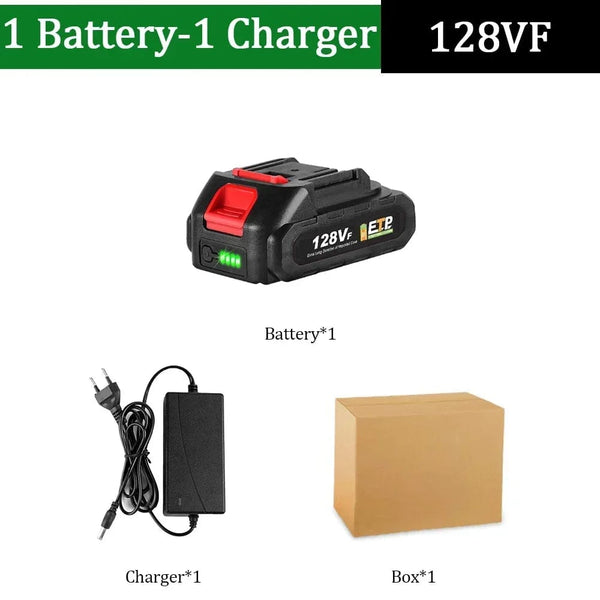 Planet Gates spain / 1x128VF-1 Charger / 18V 20V Rechargeable Lithium Battery EU Plug.388VF 15000mAh.928VF 22500mAh.Battery Capacity Indicator.for Chainsaw Electric Drill