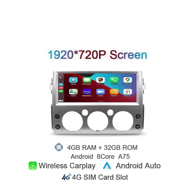 Planet Gates spain / 4 32G Carpla Sliver Carplay 1920*720 IPS 2 din Android 14 Car Radio For Toyota FJ Cruiser 2007 2008-2017 Auto GPS Navigation Stereo 8+128G Bluetooth