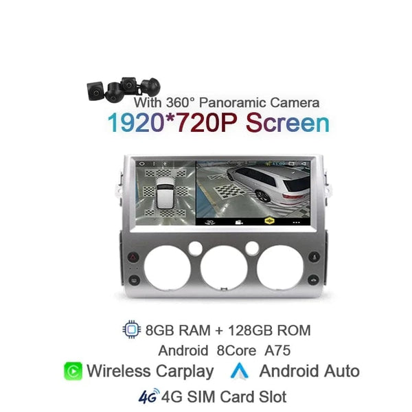 Planet Gates spain / 8 128G 360 CAM SL Carplay 1920*720 IPS 2 din Android 14 Car Radio For Toyota FJ Cruiser 2007 2008-2017 Auto GPS Navigation Stereo 8+128G Bluetooth