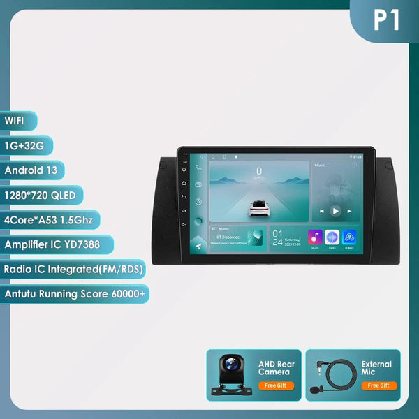 Planet Gates spain / P1 AHD C6 8GB 128GB Android 12 Car Multimedia Player 9 Inch Navigation For BMW E39 E53 M5 1995-2003 Radio Stereo BT GPS Wifi DSP SWC AM FM