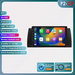 Planet Gates spain / P2(4Core 2G 32G) AI 8GB 128GB Android 12 Car Multimedia Player 9 Inch Navigation For BMW E39 E53 M5 1995-2003 Radio Stereo BT GPS Wifi DSP SWC AM FM