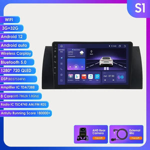 Planet Gates spain / S1 8Core 4G 32G AHD2 8GB 128GB Android 12 Car Multimedia Player 9 Inch Navigation For BMW E39 E53 M5 1995-2003 Radio Stereo BT GPS Wifi DSP SWC AM FM