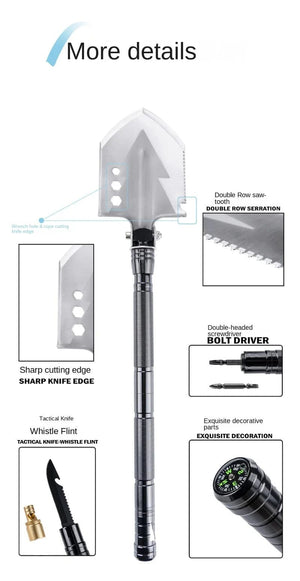 Planet Gates spain / SD-14-95 Outdoor Camping Shovel with Axe Multifunction Survival Tool Compass Aluminum Alloy Folding Spade Knife Snow Shovel Shoulder