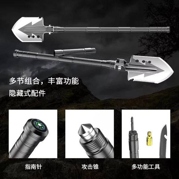 Planet Gates spain / SD-14-95 Outdoor Camping Shovel with Axe Multifunction Survival Tool Compass Aluminum Alloy Folding Spade Knife Snow Shovel Shoulder