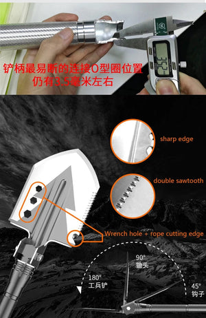 Planet Gates spain / SD-14-95 Outdoor Camping Shovel with Axe Multifunction Survival Tool Compass Aluminum Alloy Folding Spade Knife Snow Shovel Shoulder