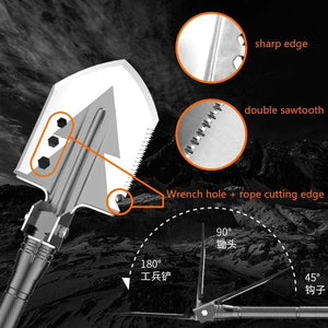 Planet Gates spain / SD-14-95 Outdoor Camping Shovel with Axe Multifunction Survival Tool Compass Aluminum Alloy Folding Spade Knife Snow Shovel Shoulder