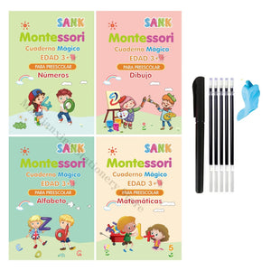 Planet Gates Spanish Set 4 Books Magic Writing Copybook In Spanish Calligraphy Notebook Montessori Reusable Educational Calligraphic Letter Practice