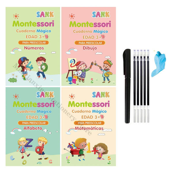 Planet Gates Spanish Set 4 Books Magic Writing Copybook In Spanish Calligraphy Notebook Montessori Reusable Educational Calligraphic Letter Practice