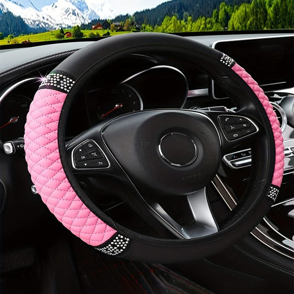Planet Gates Sparkle And Shine: Inlaid Artificial Diamond Steering Wheel Cover For Women Car Accessories