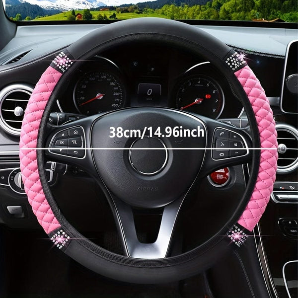 Planet Gates Sparkle And Shine: Inlaid Artificial Diamond Steering Wheel Cover For Women Car Accessories