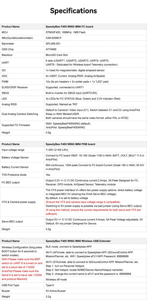 Planet Gates SpeedyBee F405 WING MINI Fixed Wing Flight Controller