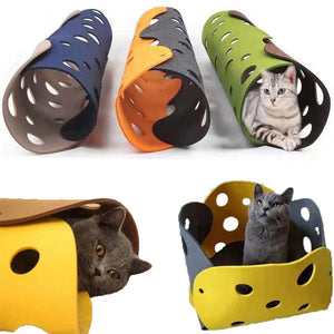 Planet Gates Splicing Cat Toy Felt Pom Nest Deformable Kitten Tunnel Collapsible Tube House Tunnel Interactive Pet Pusscat Security Sense