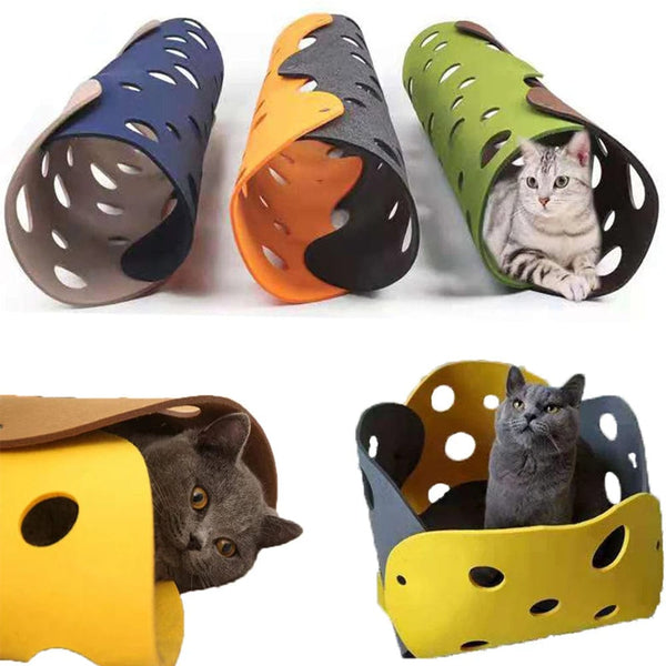 Planet Gates Splicing Cat Toy Felt Pom Nest Deformable Kitten Tunnel Collapsible Tube House Tunnel Interactive Pet Pusscat Security Sense