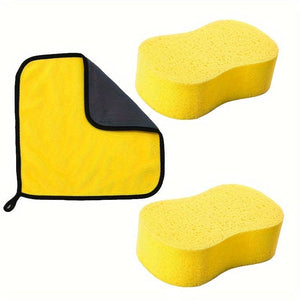 Planet Gates Sponge 2 +Car wash towel Car Wash Sponge Extra Large Water Absorbing And Decontamination Sponge Block Special Tools For Automotive Supplies Brush Car Wipe Coral Sponge