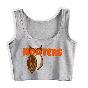 Planet Gates Spoon And Fork Cliparts Hooters Graphics Sexy Slim Crop Top Women's Funny Naughty Training Tank Tops Fashion Sports Camisole
