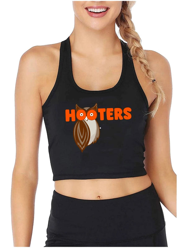Planet Gates Spoon And Fork Cliparts Hooters Graphics Sexy Slim Crop Top Women's Funny Naughty Training Tank Tops Fashion Sports Camisole
