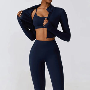Planet Gates Sportswear Yoga Set Women's Workout Clothes Athletic Wear Sports Gym Legging Seamless Fitness Bra Crop Top Long Sleeve Yoga Suit