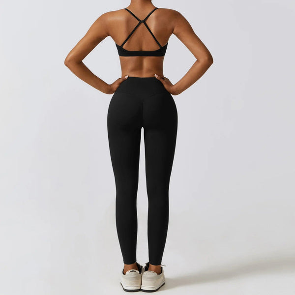 Planet Gates Sportswear Yoga Set Women's Workout Clothes Athletic Wear Sports Gym Legging Seamless Fitness Bra Crop Top Long Sleeve Yoga Suit