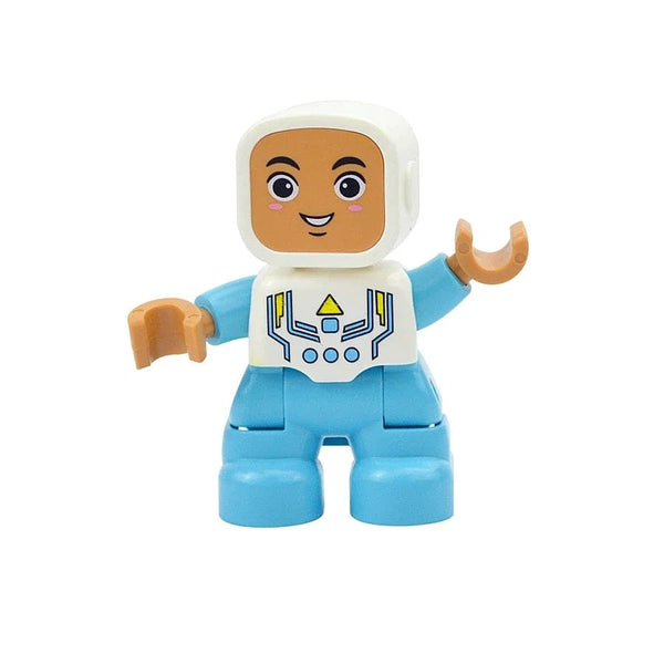 Planet Gates Square Face Boy Figures Dolls Big Size Building Blocks Family Action Workers Doctor Police Farmer Compatible Large Bricks Duploes Kid Toys