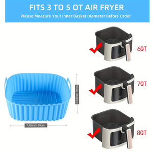 Planet Gates Square Silicone Air Fryer Liners 20.32 Cm For 4 To 7 QT Reusable Air Fryer Pot Air Fryer Inserts For Oven Microwave Accessories