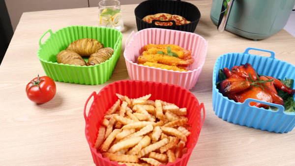 Planet Gates Square Silicone Air Fryer Liners 20.32 Cm For 4 To 7 QT Reusable Air Fryer Pot Air Fryer Inserts For Oven Microwave Accessories