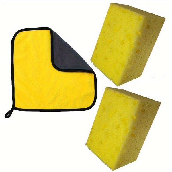 Planet Gates Square sponge 2+Car wash towe1 Car Wash Sponge Extra Large Water Absorbing And Decontamination Sponge Block Special Tools For Automotive Supplies Brush Car Wipe Coral Sponge
