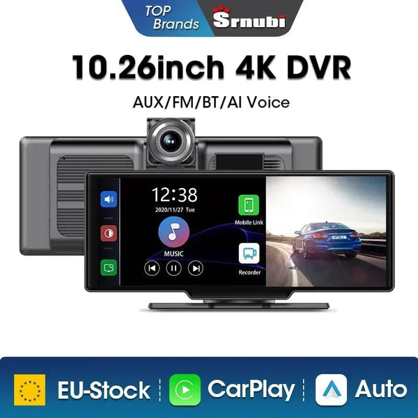Planet Gates Srnubi 10.26" Dash Cam Rearview Carplay Android Auto 4K DVR GPS Navigation Player Dual Len Recorder Dashboard  24H Park WIFI BT