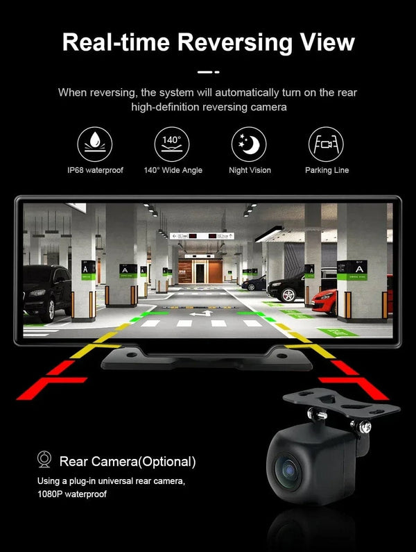 Planet Gates Srnubi 10.26" Dash Cam Rearview Carplay Android Auto 4K DVR GPS Navigation Player Dual Len Recorder Dashboard  24H Park WIFI BT