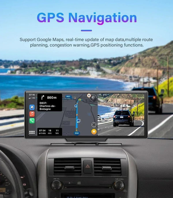 Planet Gates Srnubi 10.26" Dash Cam Rearview Carplay Android Auto 4K DVR GPS Navigation Player Dual Len Recorder Dashboard  24H Park WIFI BT