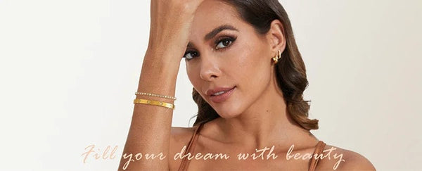 Planet Gates Stackable Gold Bracelets Bangles for Women Girls 14K Gold Plated Cubic Zirconia Tennis Bracelet Stainless Steel Jewelry Gifts
