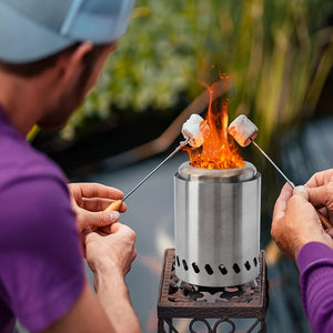 Planet Gates Stainless Steel 1pc 19.81cmH×13.97cmD Tabletop Fire Pit With Stand, Small Table Top Fire Pit, Smokeless Portable Fire Pit For Camping With Travel Bag, Fueled By Wood Or Pellets, Stainless Steel