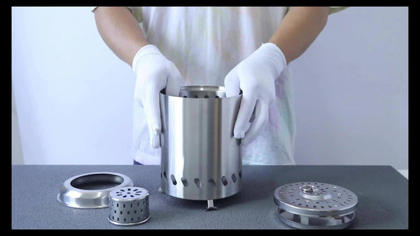 Planet Gates Stainless Steel 1pc 19.81cmH×13.97cmD Tabletop Fire Pit With Stand, Small Table Top Fire Pit, Smokeless Portable Fire Pit For Camping With Travel Bag, Fueled By Wood Or Pellets, Stainless Steel