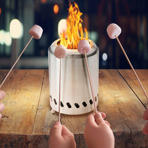 Planet Gates Stainless Steel 1pc 19.81cmH×13.97cmD Tabletop Fire Pit With Stand, Small Table Top Fire Pit, Smokeless Portable Fire Pit For Camping With Travel Bag, Fueled By Wood Or Pellets, Stainless Steel